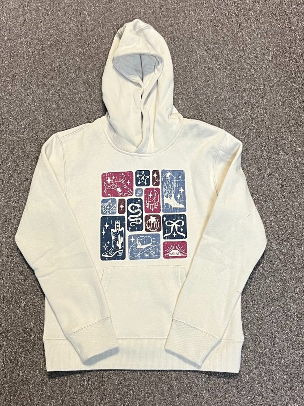 Ariat Girls' Western Blocks Hoodie - Oyster Grey